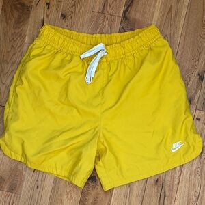Nike Bright Yellow Shorts with White Drawstring